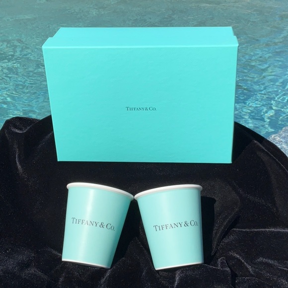 Tiffany Coffee Cups in Bone China, Set of two New In Box - Picture 6 of 13